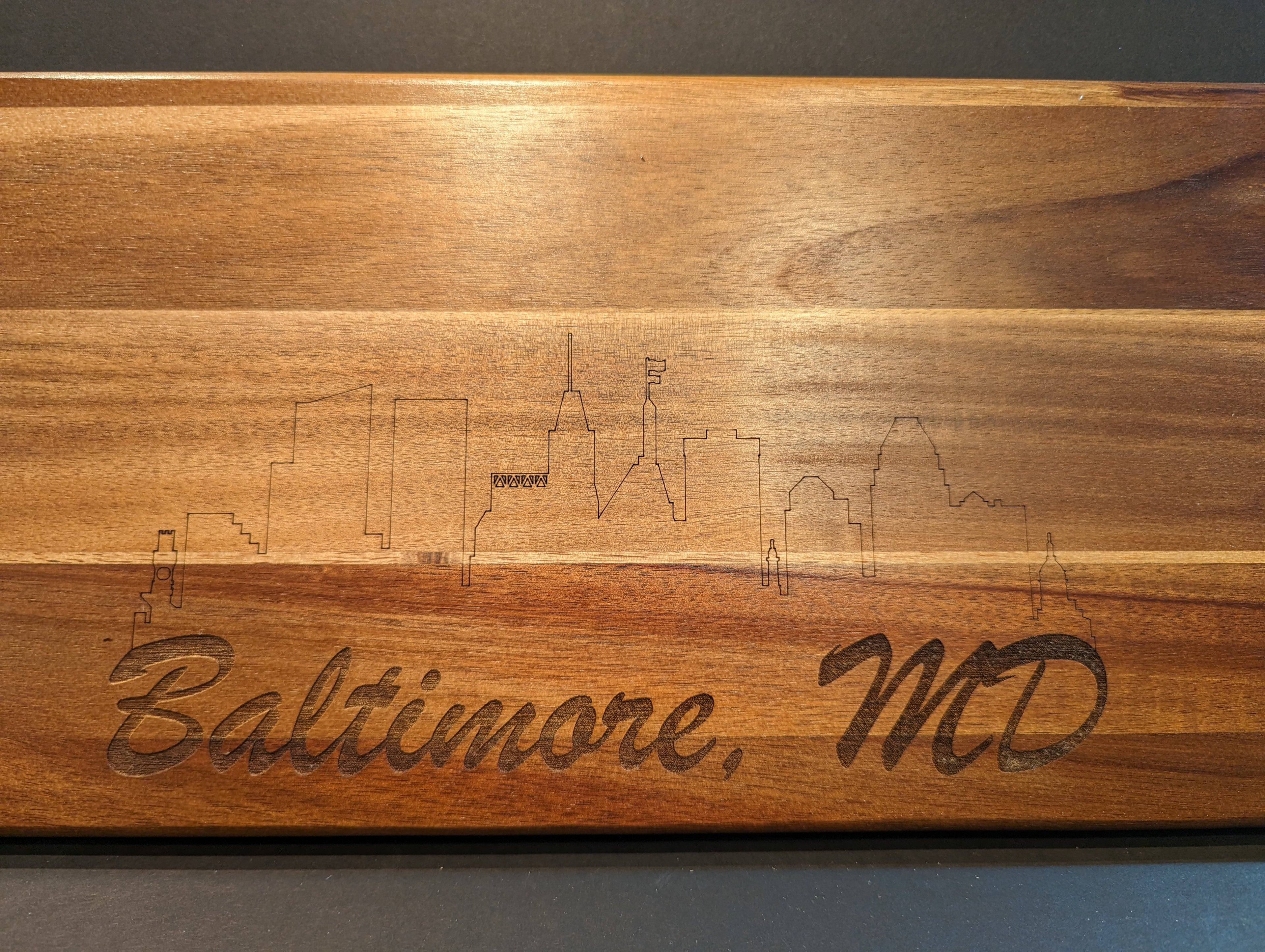 Baltimore Skyline Grazing Board, Engraved Maryland Charcuterie & Cheese Board, Wood Serving Tray