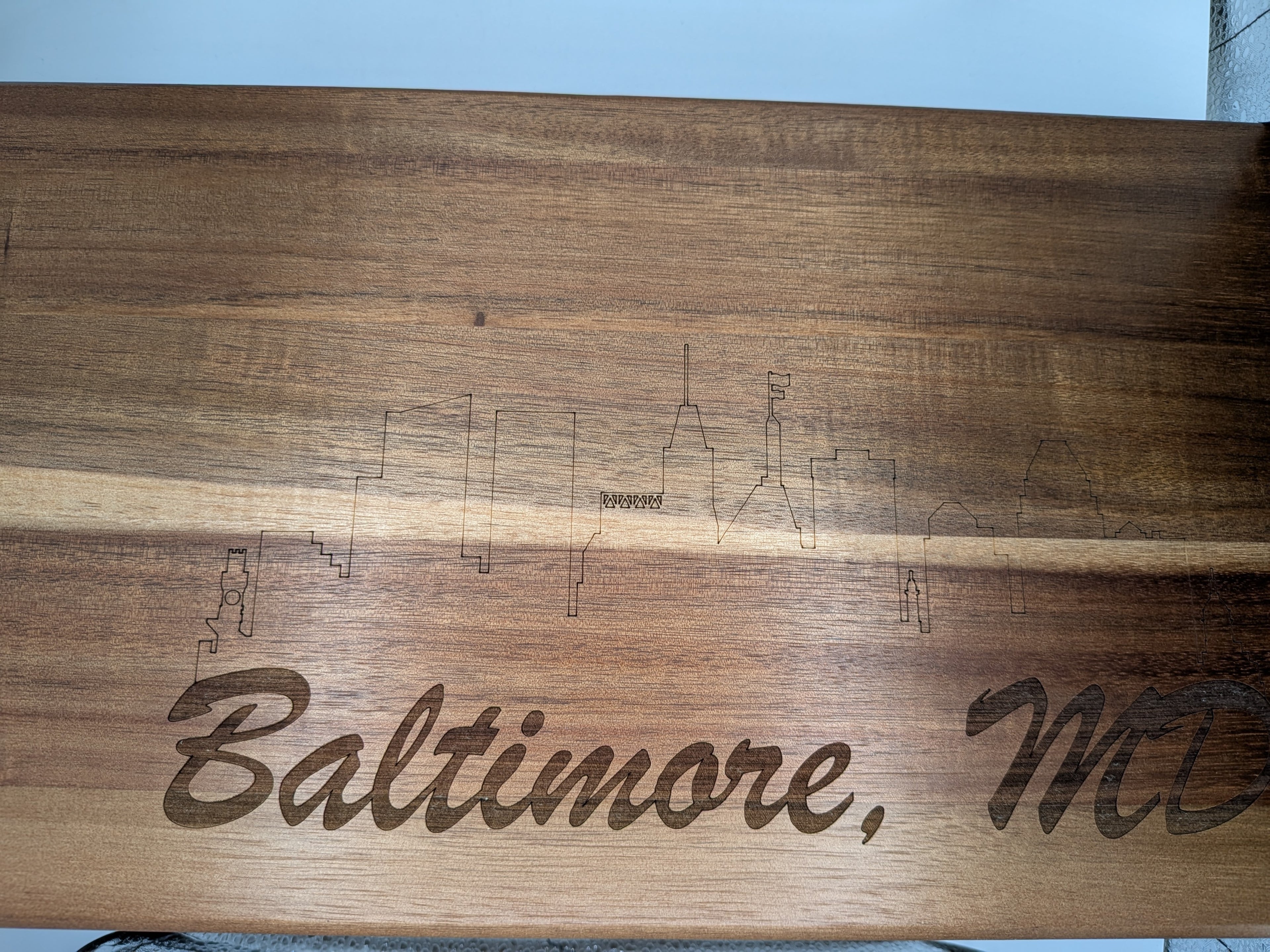 Baltimore Skyline Grazing Board, Engraved Maryland Charcuterie & Cheese Board, Wood Serving Tray