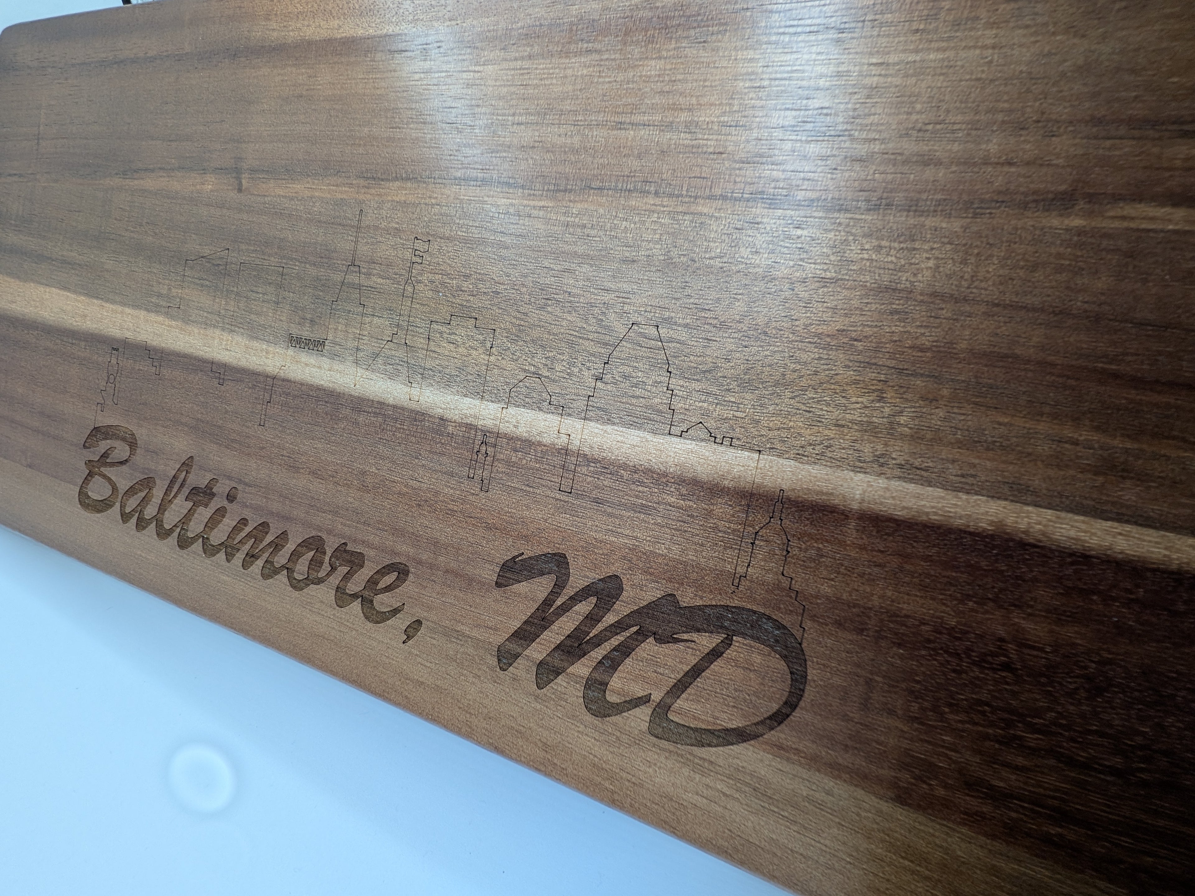 Baltimore Skyline Grazing Board, Engraved Maryland Charcuterie & Cheese Board, Wood Serving Tray