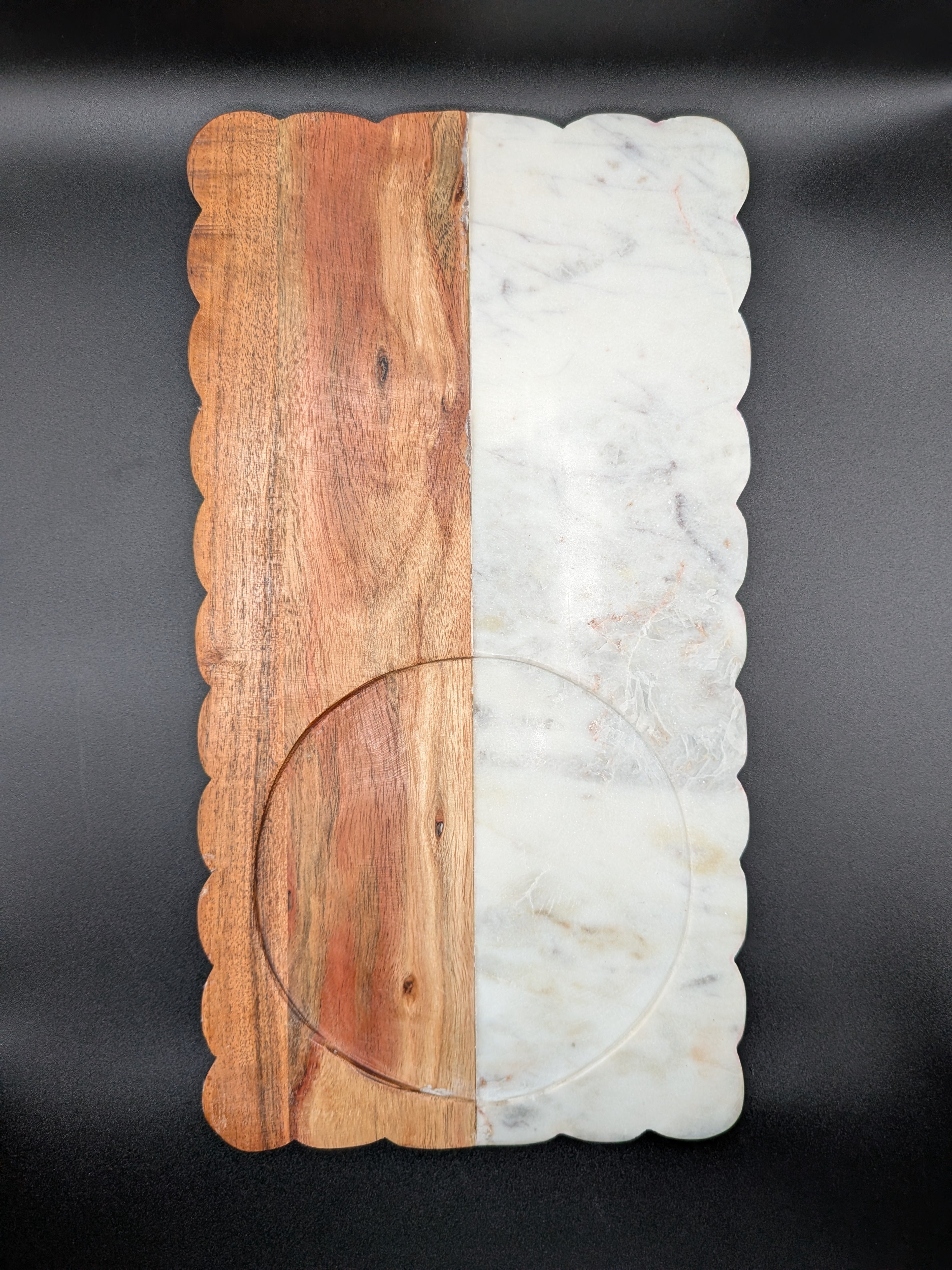 Custom Engraved Marble & Wood Serving Board, Personalized Gift