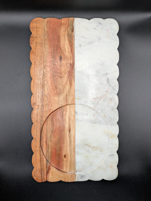 Custom Engraved Marble & Wood Serving Board, Personalized Gift